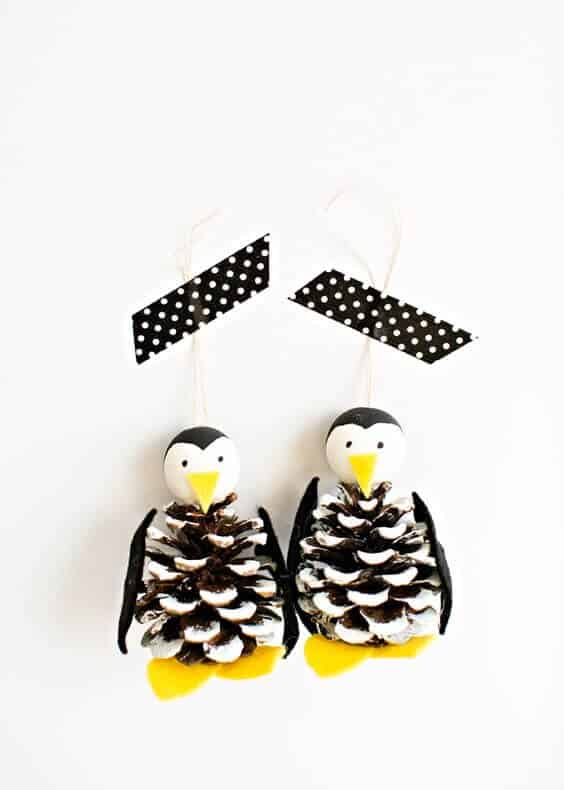 37 DIY Christmas Ornament Ideas For You Unique Decor 36 Pinecone penguins, 6-8 inches tall, feature painted bodies and wooden heads. Ideal for DIY Christmas ornaments, they add festive charm.