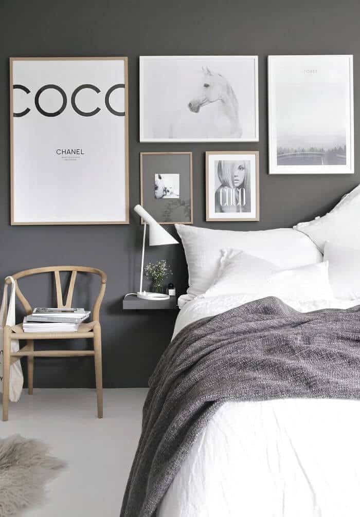 Playing with light and dark grey on your walls, furniture, and décor, you may be able to create a nice pulled-together ambiance to your room. For more bedroom ideas go to betterthathome.com