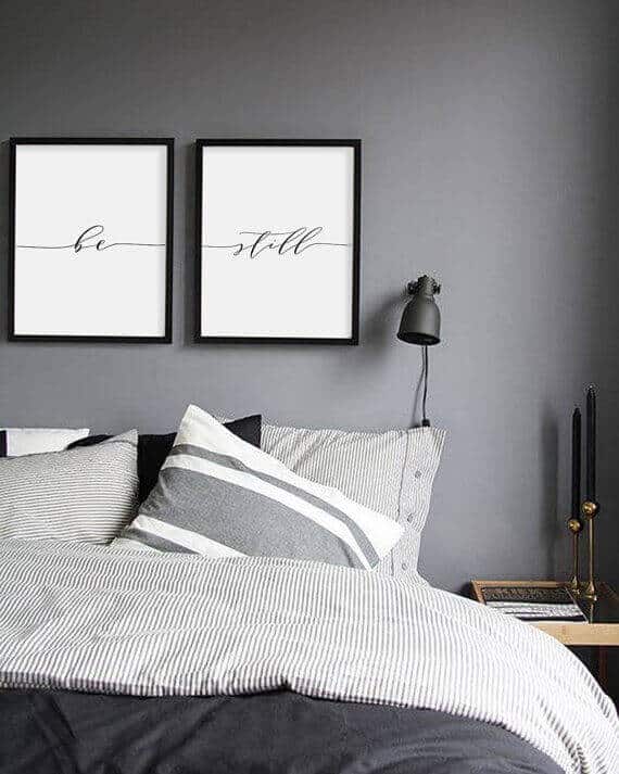 Playing with light and dark grey on your walls, furniture, and décor, you may be able to create a nice pulled-together ambiance to your room. For more bedroom ideas go to betterthathome.com