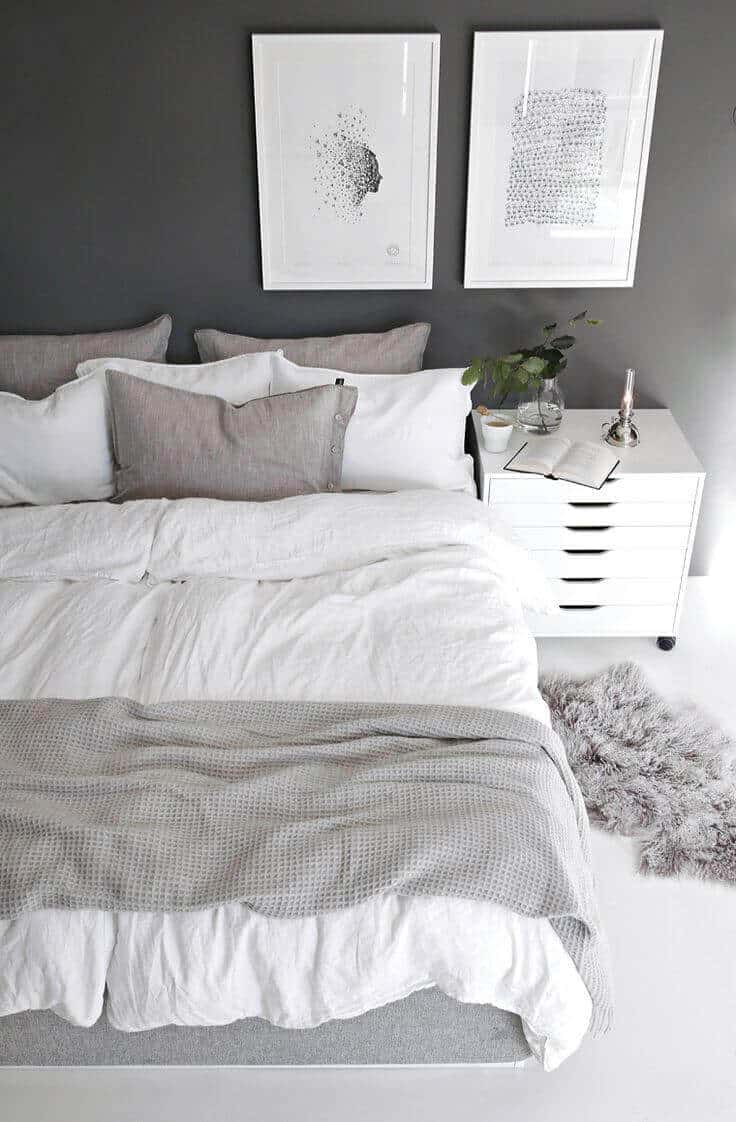 Playing with light and dark grey on your walls, furniture, and décor, you may be able to create a nice pulled-together ambiance to your room. For more bedroom ideas go to betterthathome.com