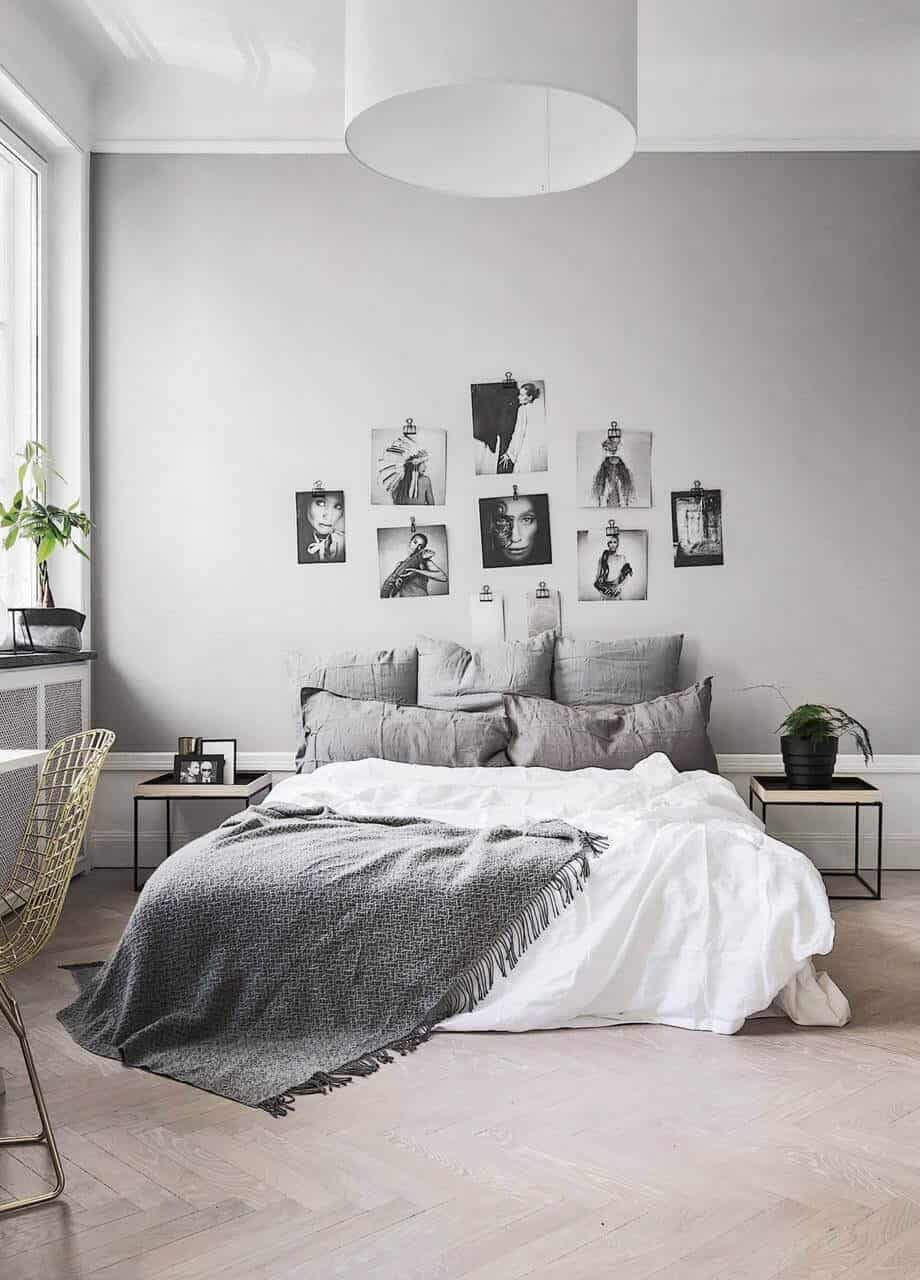 Playing with light and dark grey on your walls, furniture, and décor, you may be able to create a nice pulled-together ambiance to your room. For more bedroom ideas go to betterthathome.com